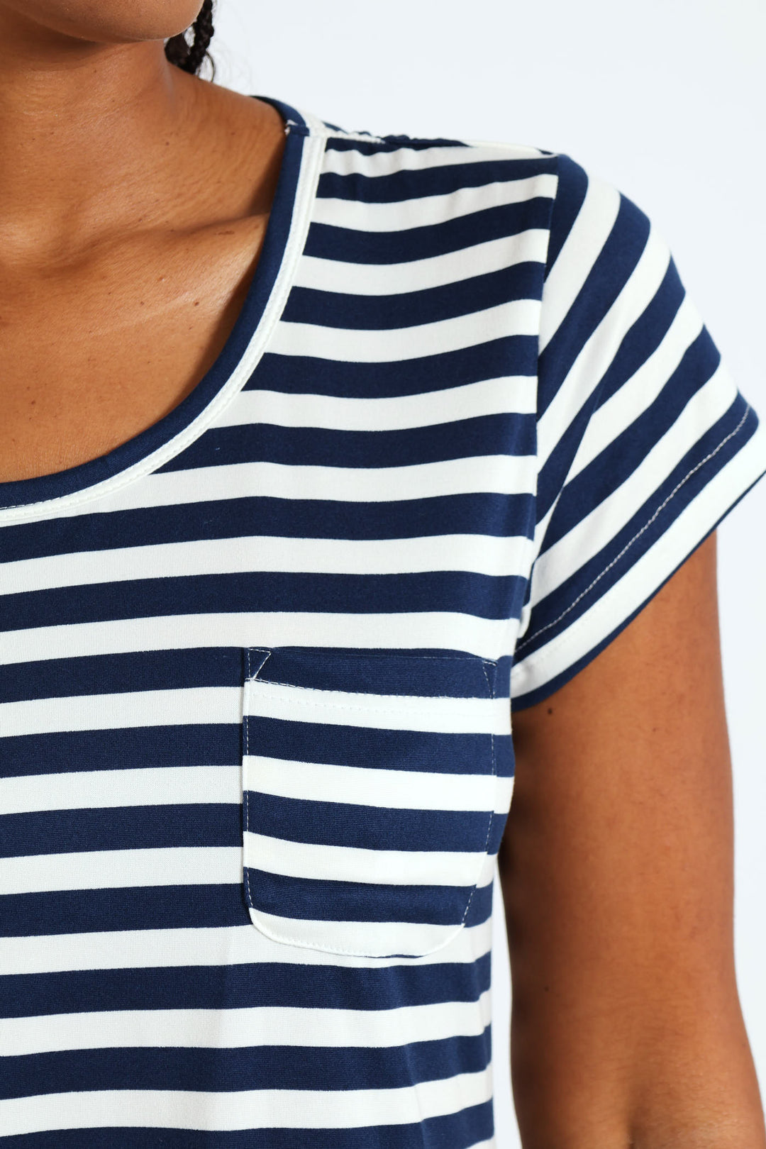 Stripe Pocket Tee - Navy/White