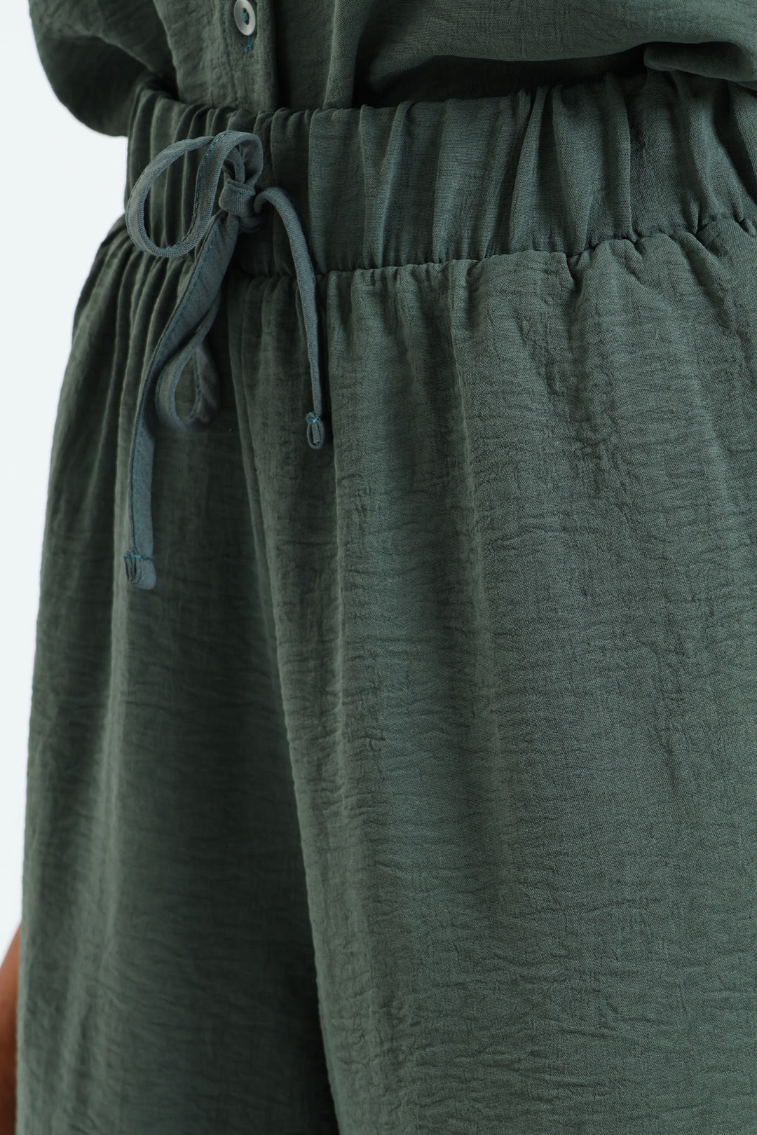 Mid Thigh Elasticated Shorts - Forest Green