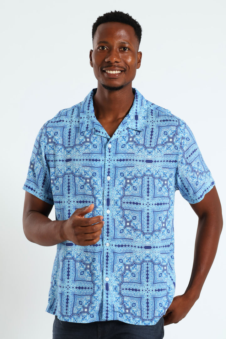 Eco Rayon Tile Shirt - Blue