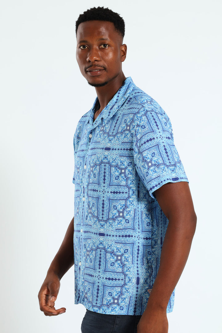 Eco Rayon Tile Shirt - Blue