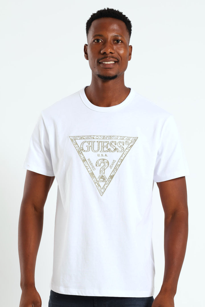 Triangle Embroidered Tee - White