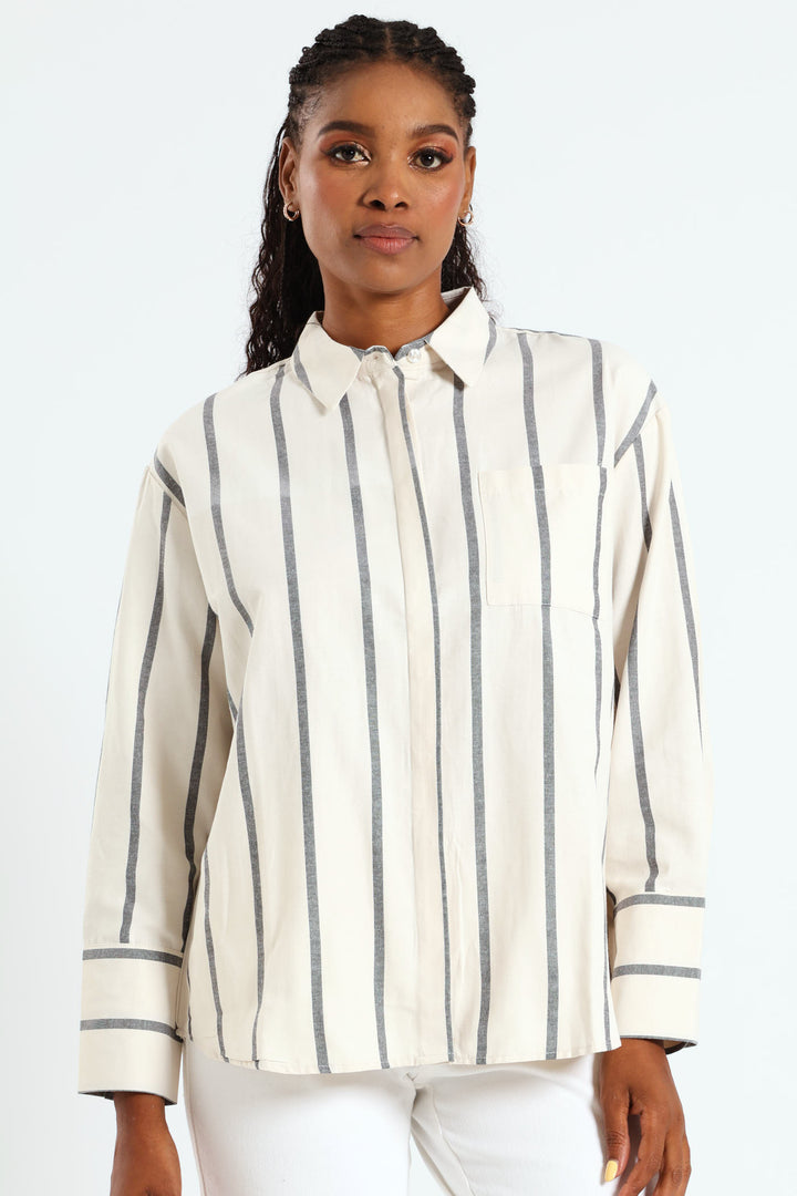 Wide Striped Shirt - Black/Cream