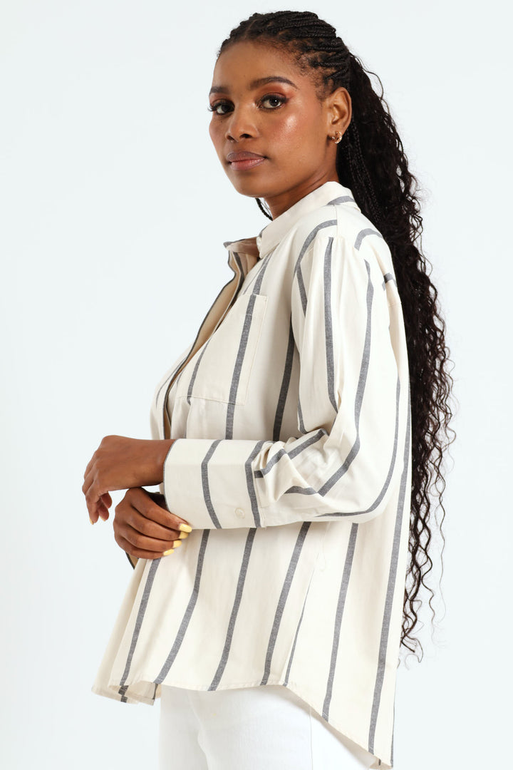 Wide Striped Shirt - Black/Cream