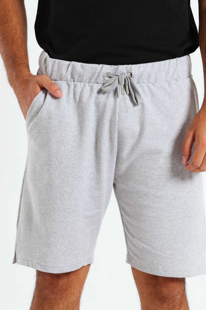 Fleece Slant Pocket Short - Grey Melange