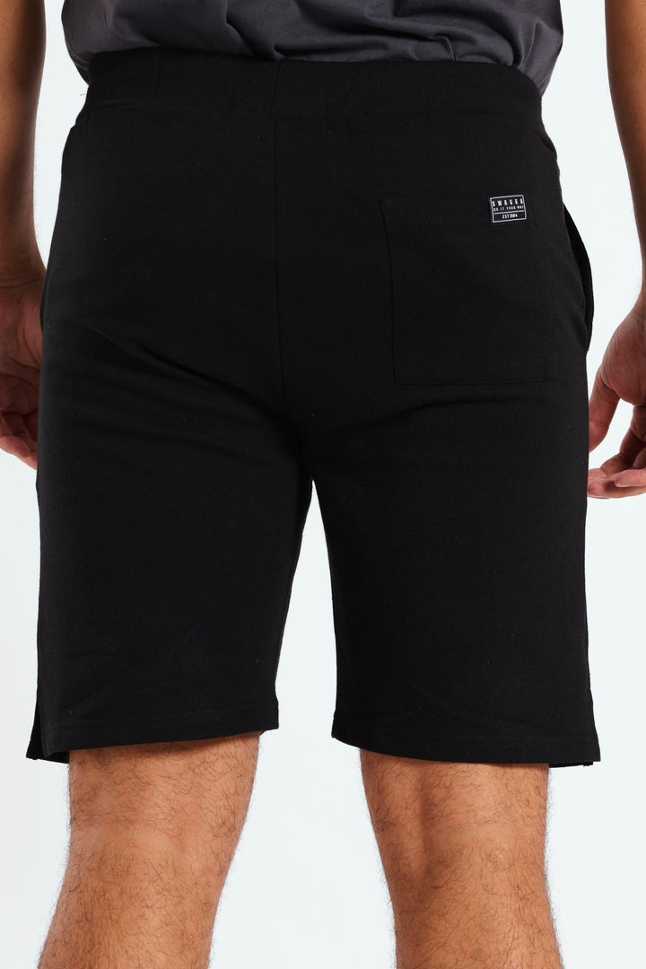 Fleece Slant Pocket Short - Black