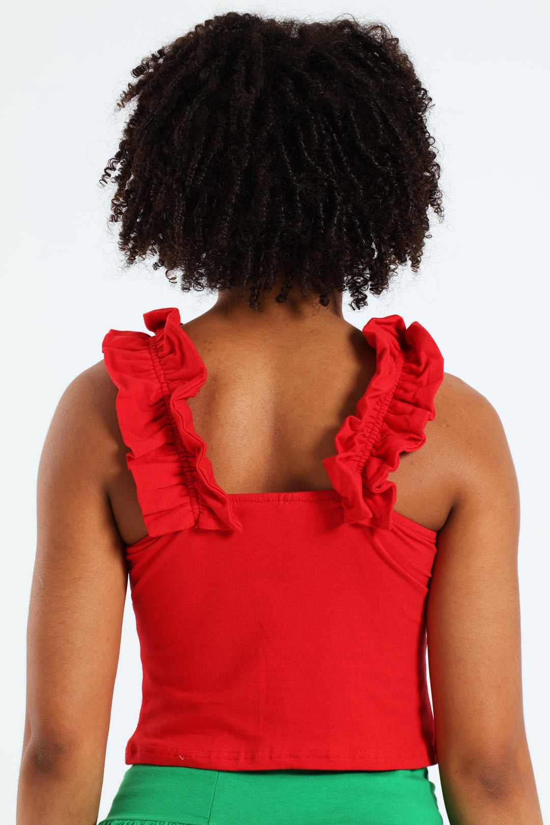 Girls Frilled Lycra Top - Red