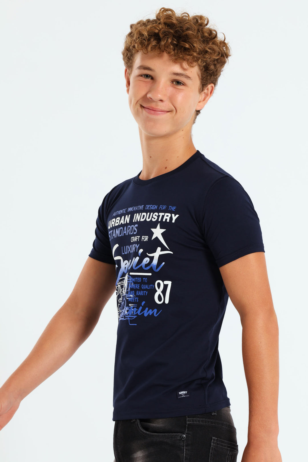 Boys Voltage Crew Neck Tee - Navy