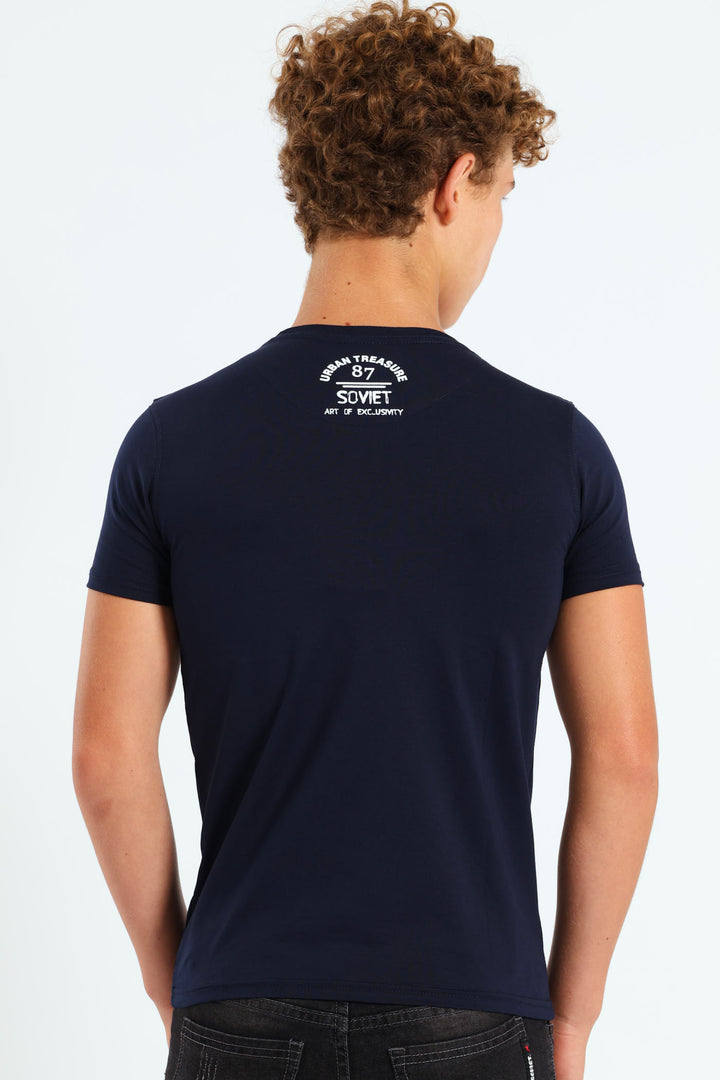 Boys Voltage Crew Neck Tee - Navy