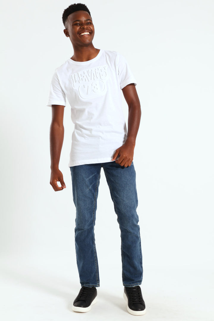 Boys Embossed Tee - White