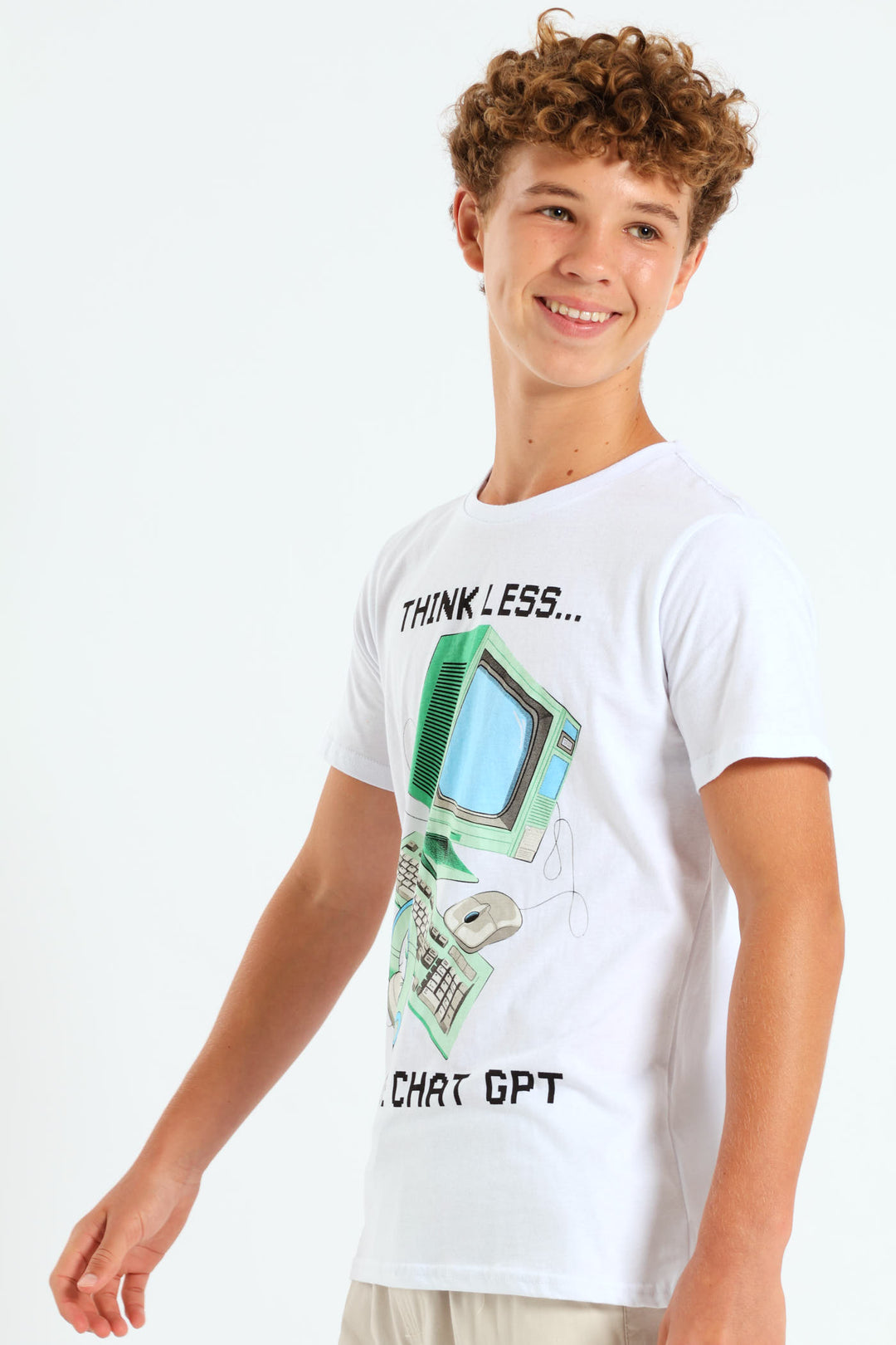 Boys Chat GPT Print Tee - Black