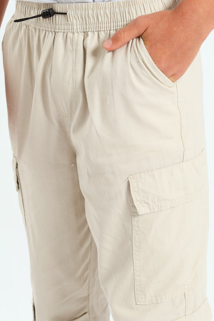 Boys Multi Pocket Cargo Pants - Stone