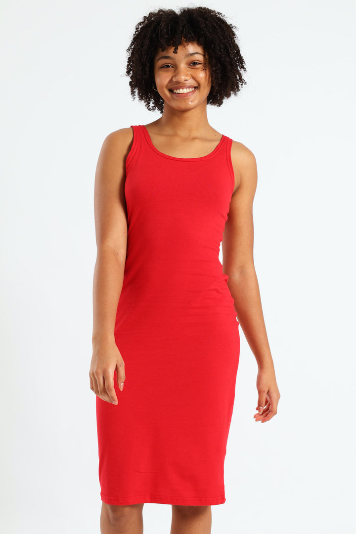 Girls Seamless Midi Bodycon Dress - Red