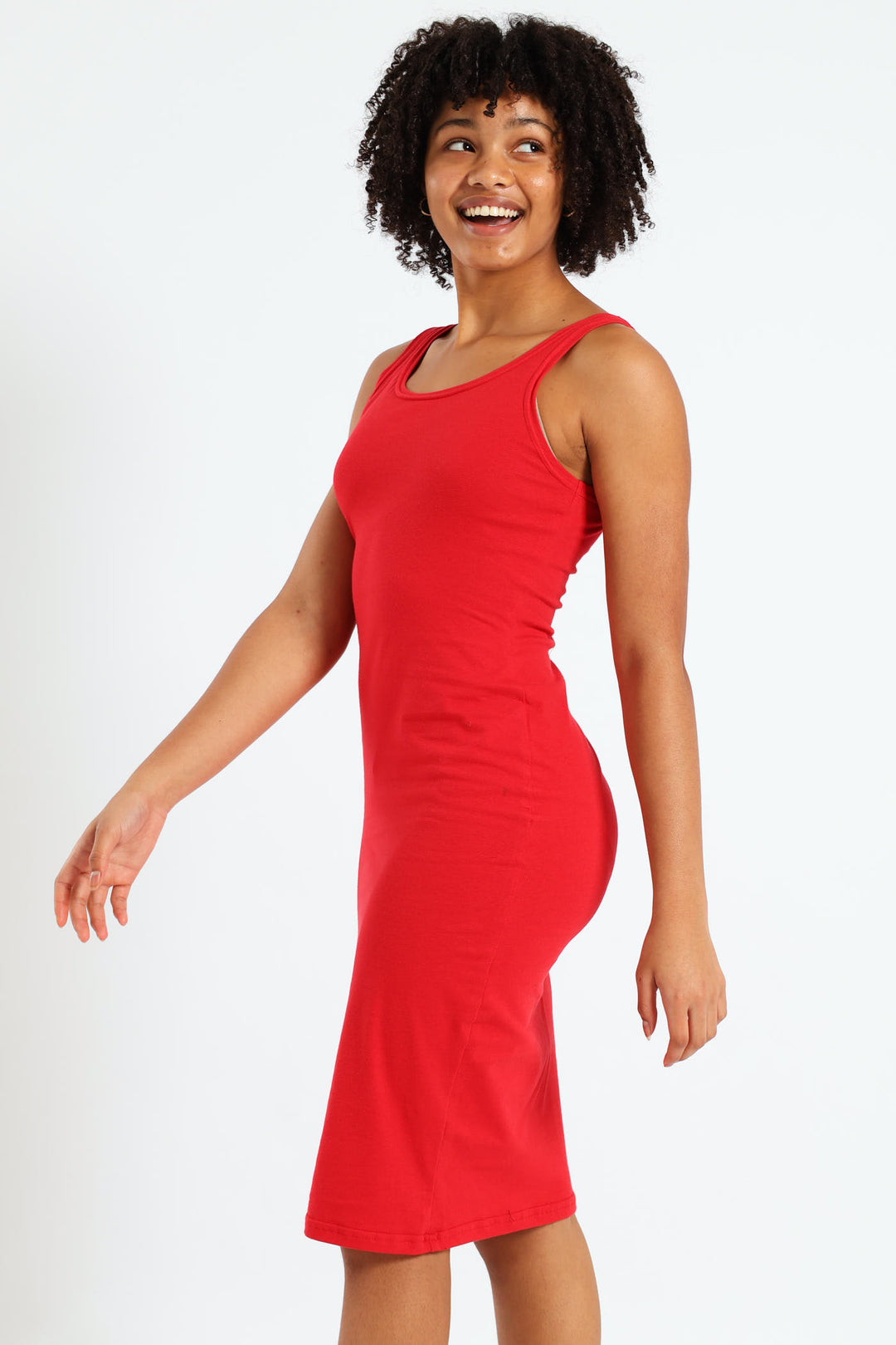 Girls Seamless Midi Bodycon Dress - Red