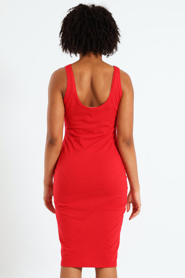 Girls Seamless Midi Bodycon Dress - Red