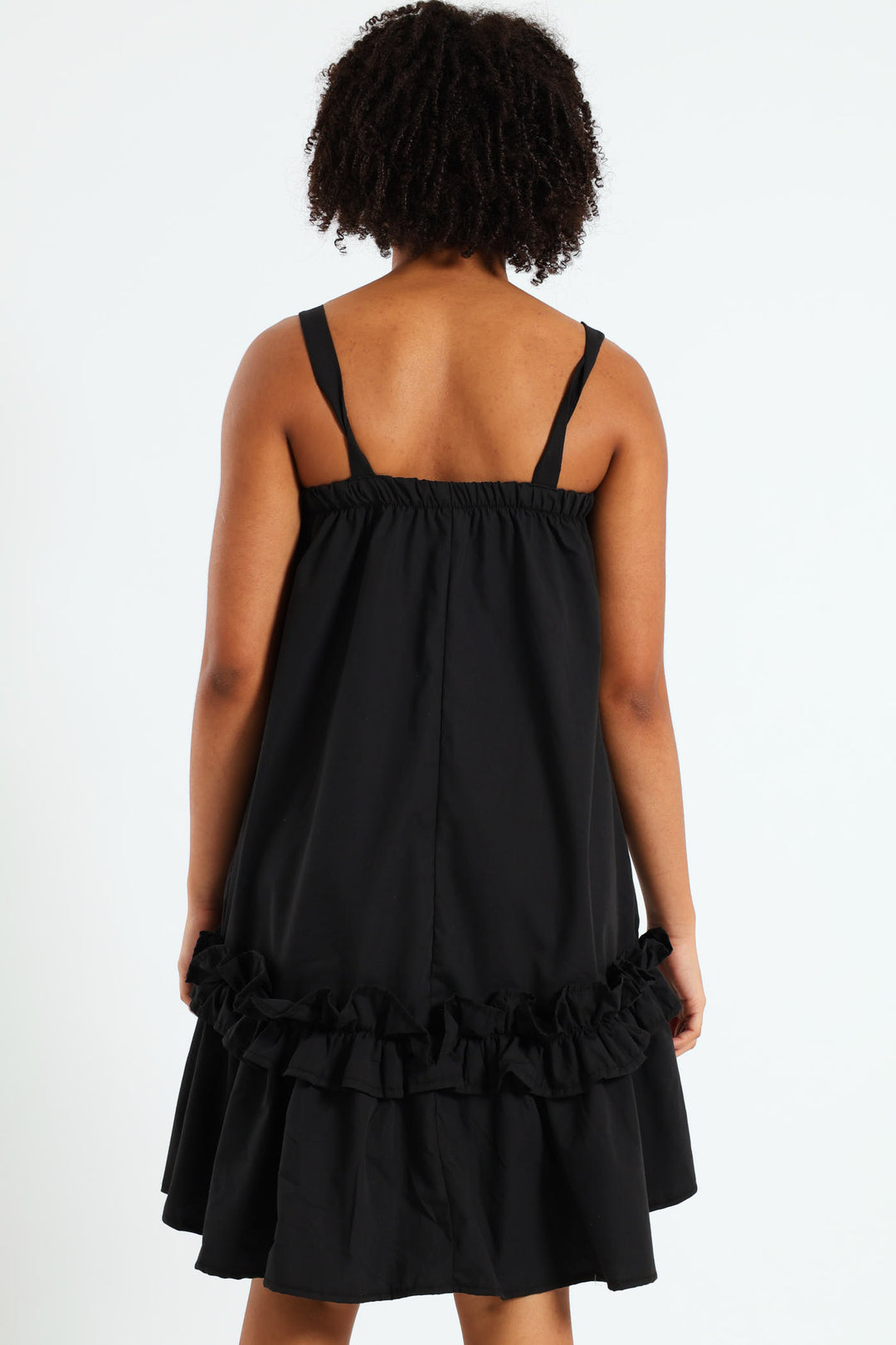 Girls Drop Tier Frilly Dress - Black