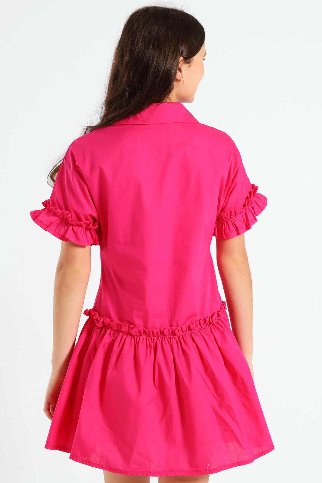 Girls Drop Tier Dress - Cerise