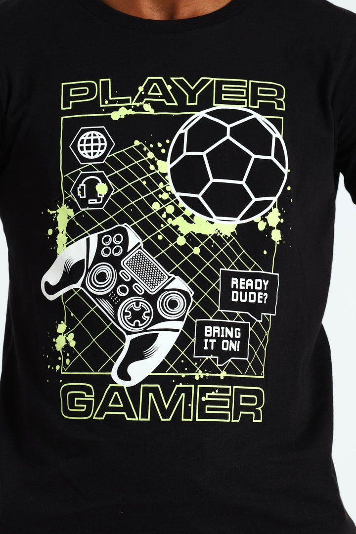 Boys Fifa Gaming Print Tee - Black