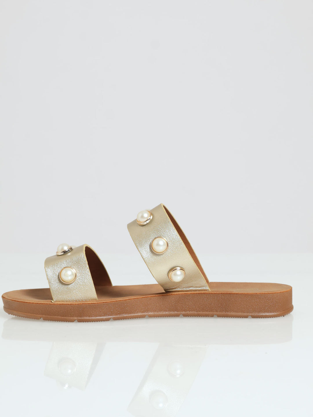 Pearl Double Band Mule Sandal - Champagne