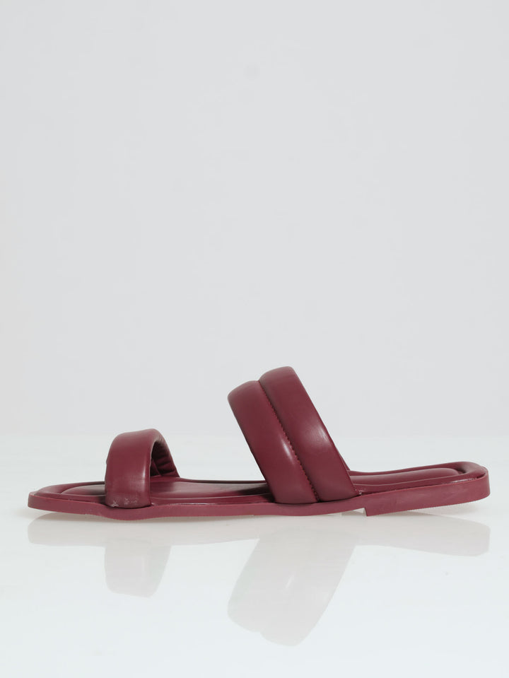 Wide & Narrow Puff Strap Sandal - Berry