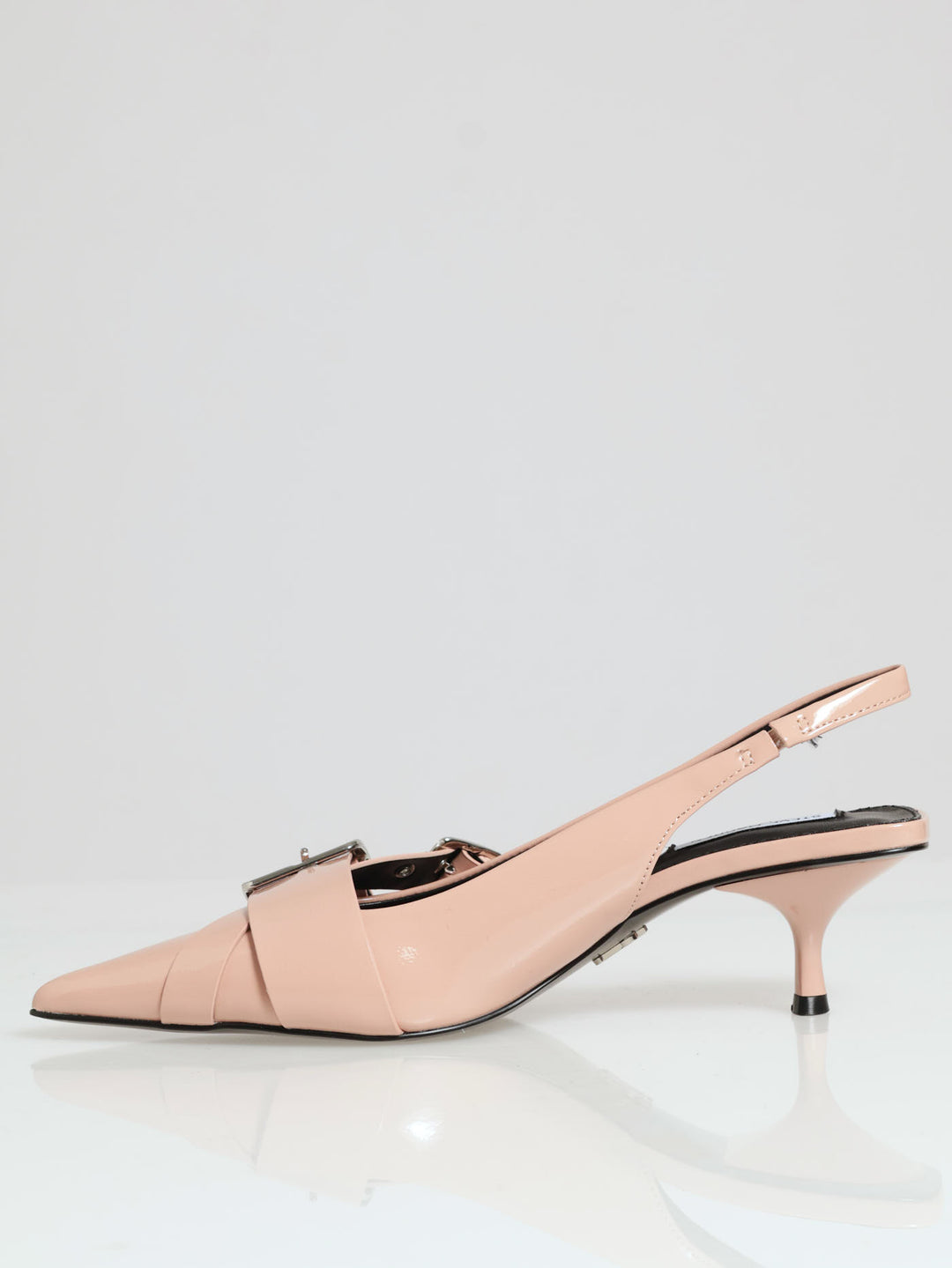 Stepback Slingback Buckle Detal Kitten Heel - Blush