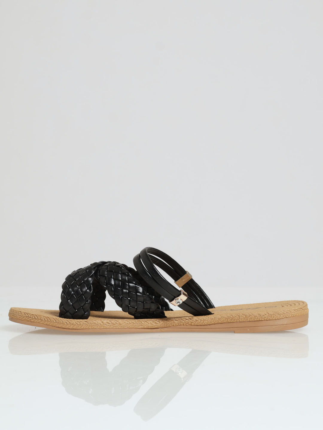 Weaved Crosstrap Mule Sandal - Black