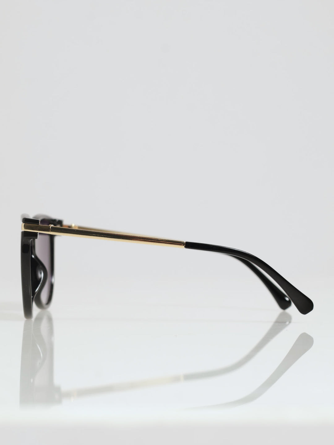 Large Round Frame Gold Arms Sunglasses - Black