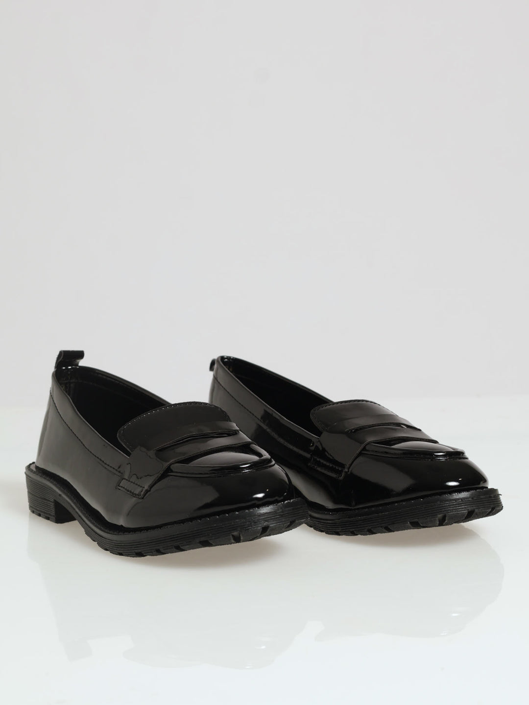 Girls Patent Penny Mocc Loafer - Black