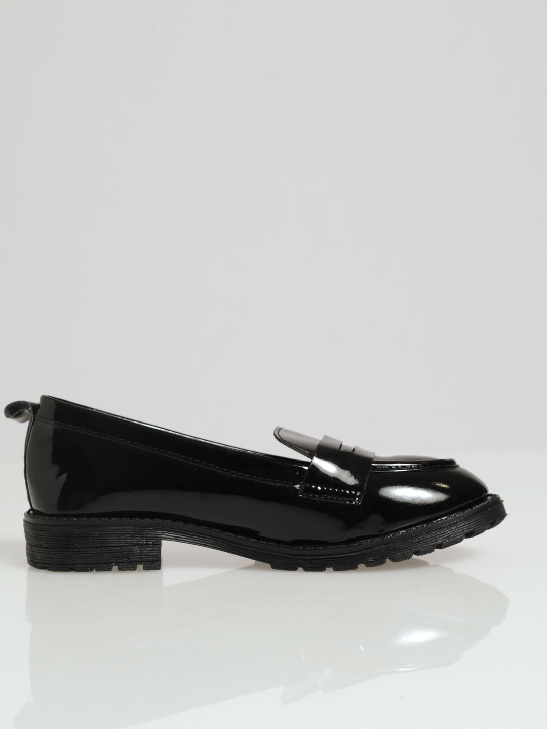 Girls Patent Penny Mocc Loafer - Black