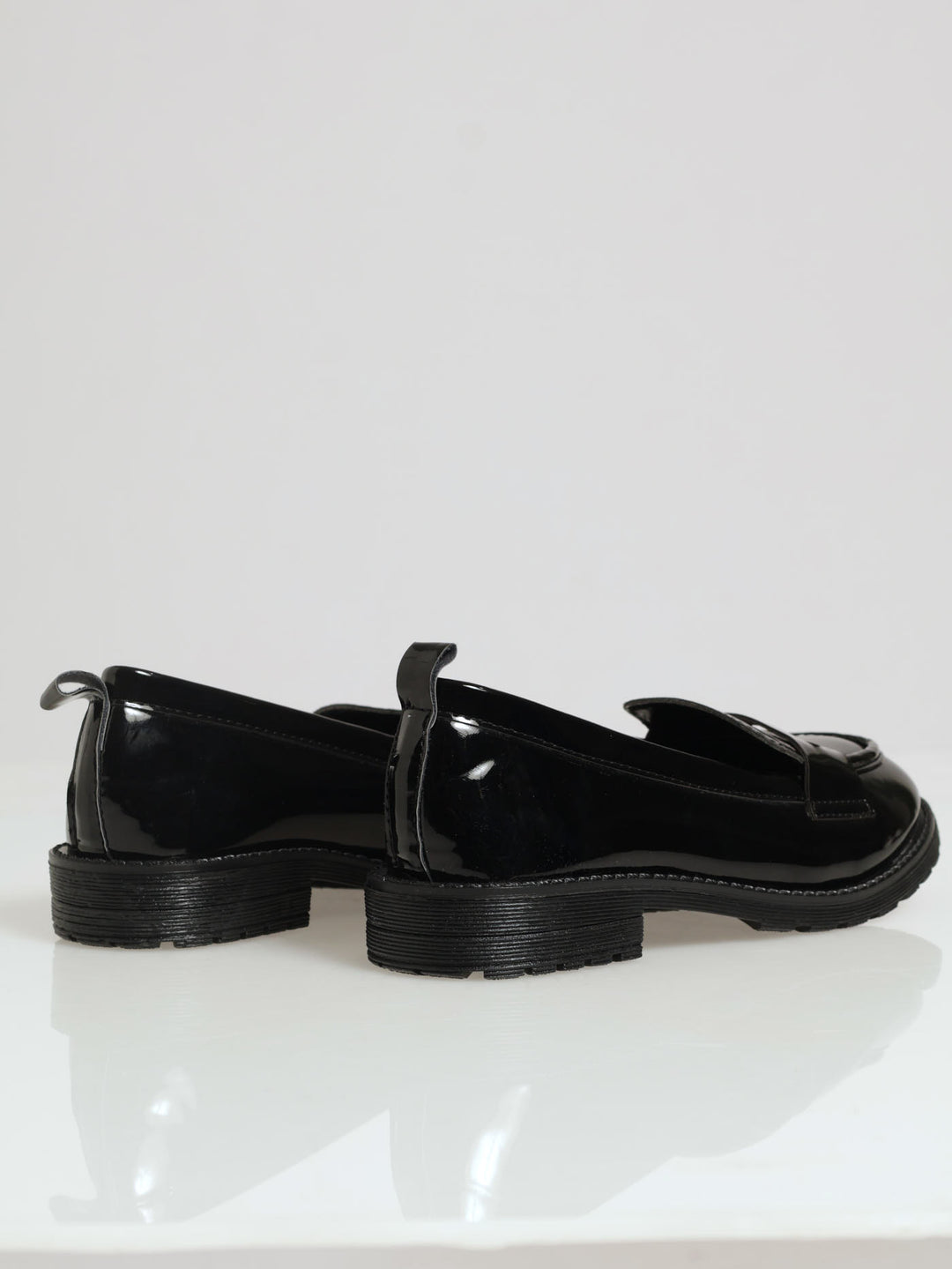 Girls Patent Penny Mocc Loafer - Black