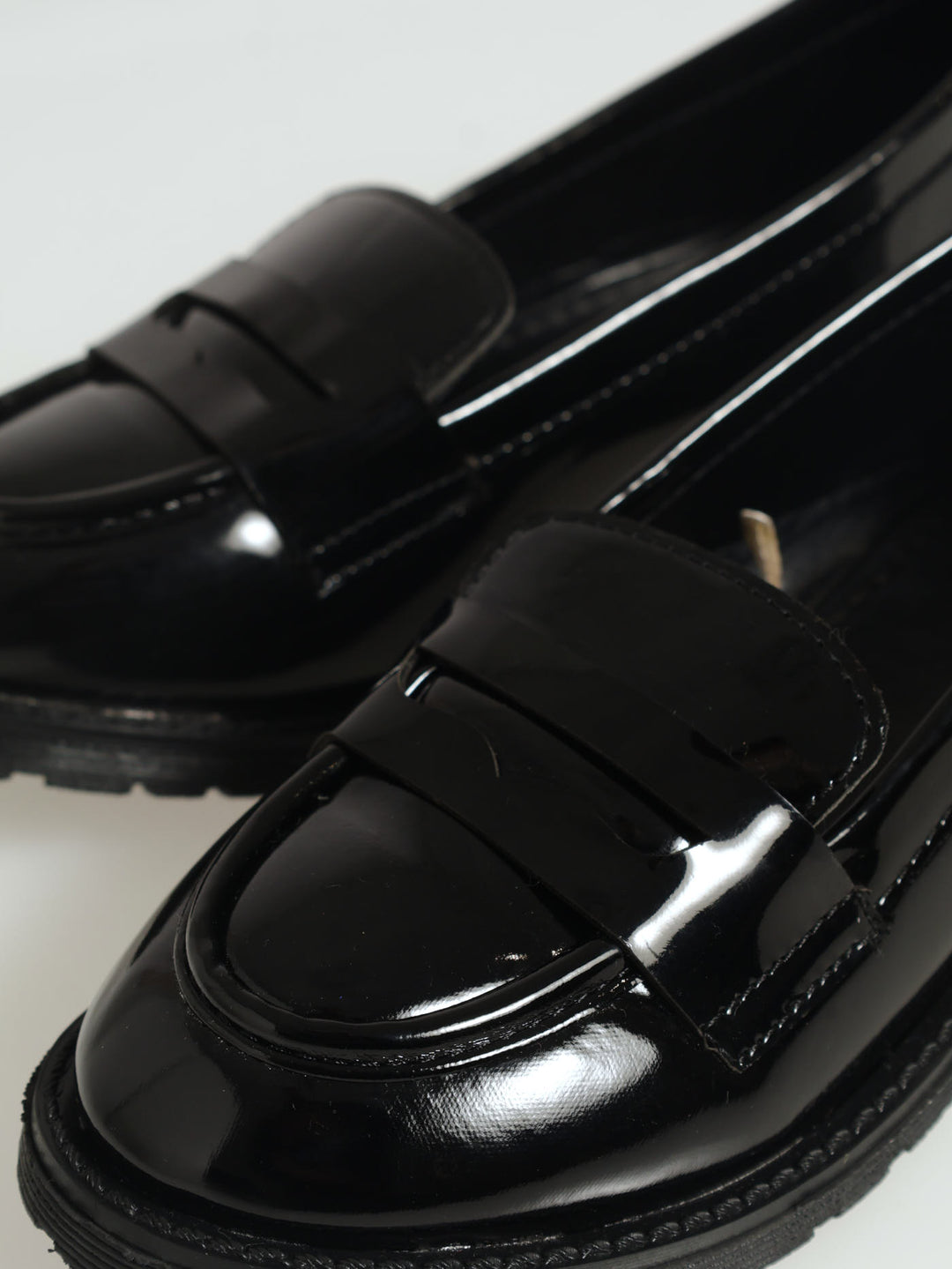 Girls Patent Penny Mocc Loafer - Black