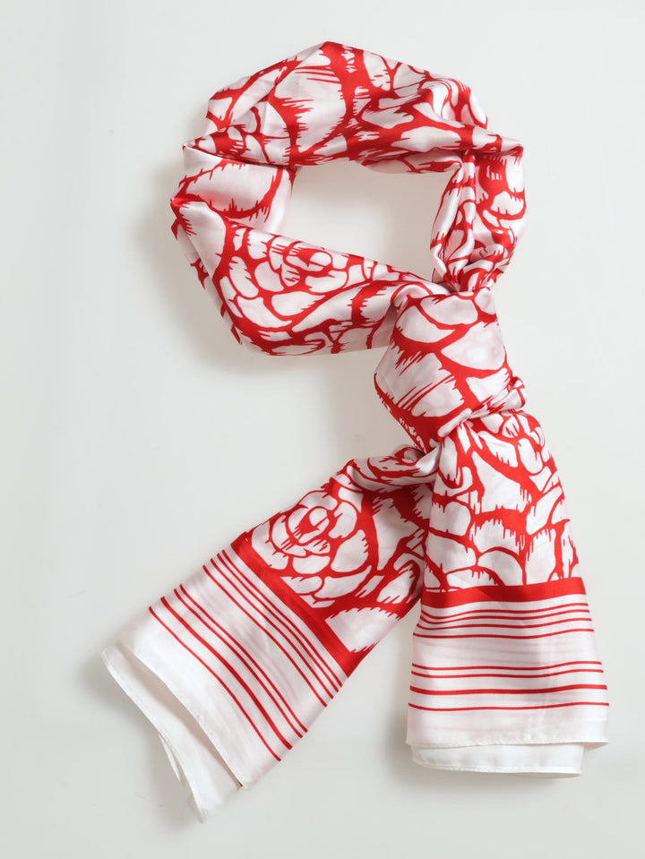 Silk Touch Roses Scarf - Red