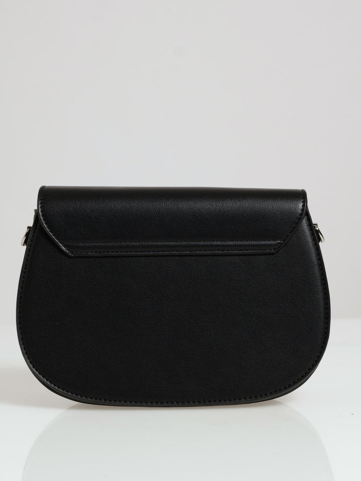 Tear Drop Flapover Sling Bag - Black