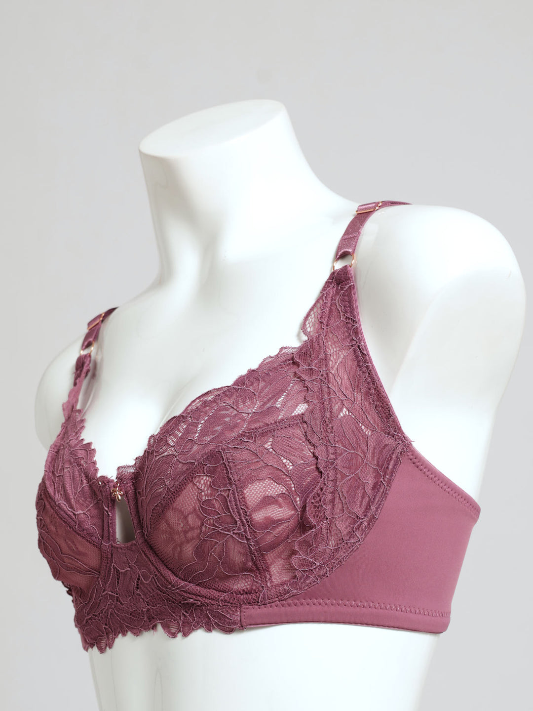 Single Non-Padded Lace Microfibre Bra - Purple