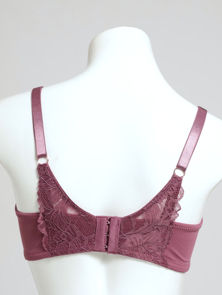 Single Non-Padded Lace Microfibre Bra - Purple