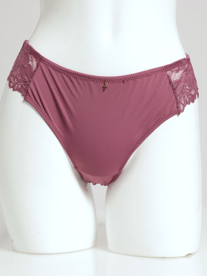 Single Lace Microfibre Brief Panty - Purple