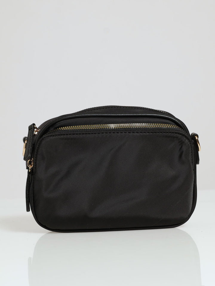 Nylon Gold Zip Camera Bag - Black