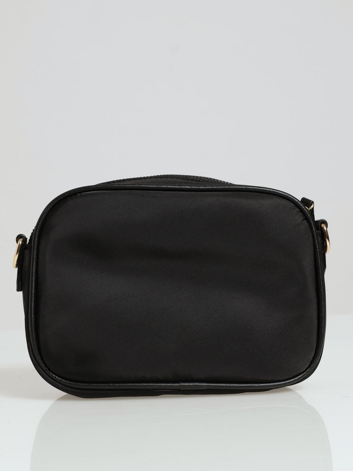 Nylon Gold Zip Camera Bag - Black