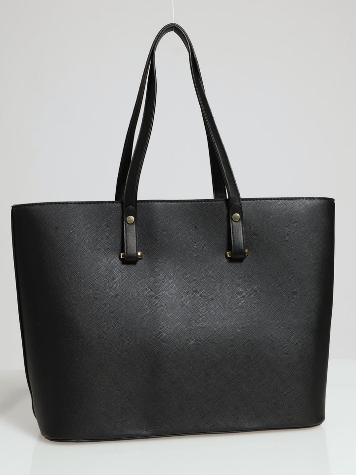 Gold Trim Shopper Bag - Black