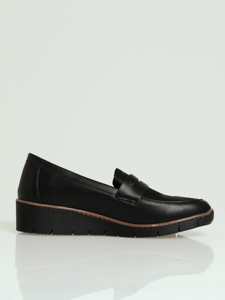 Leonilde 4 High Vamp Wedge Loafer - Black