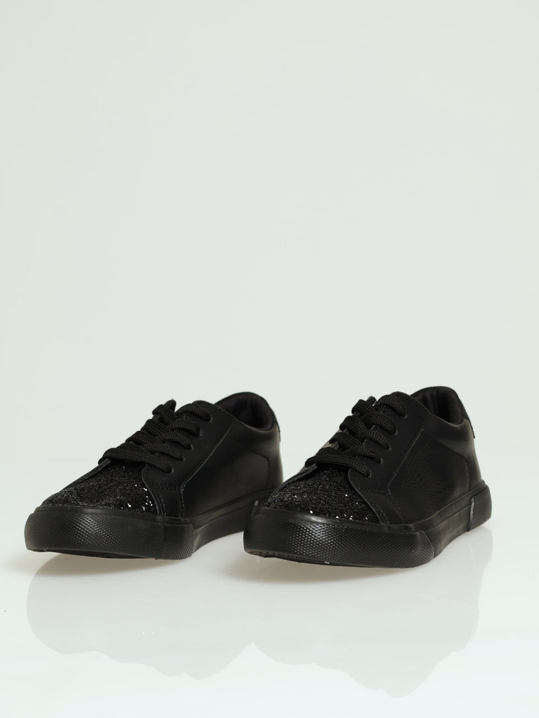 Girls Glitter Toe Sneaker - Black