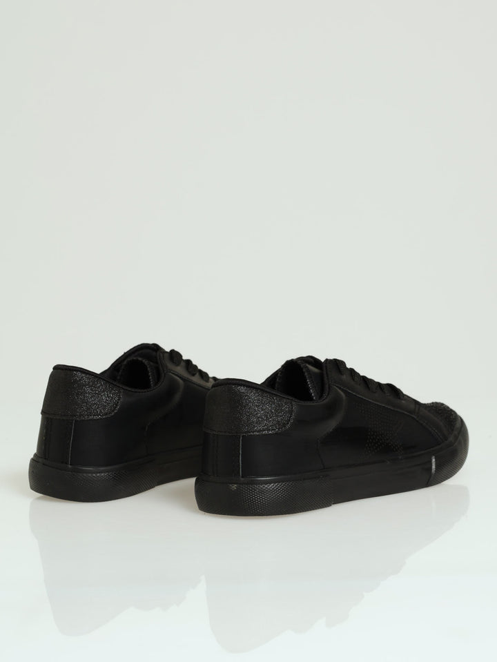 Girls Glitter Toe Sneaker - Black