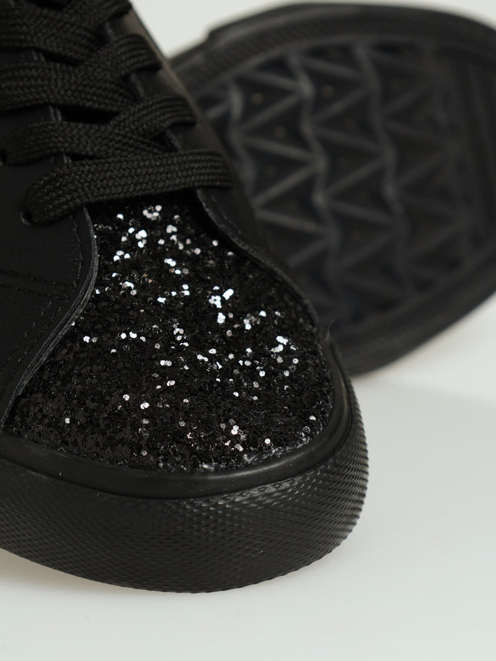 Girls Glitter Toe Sneaker - Black