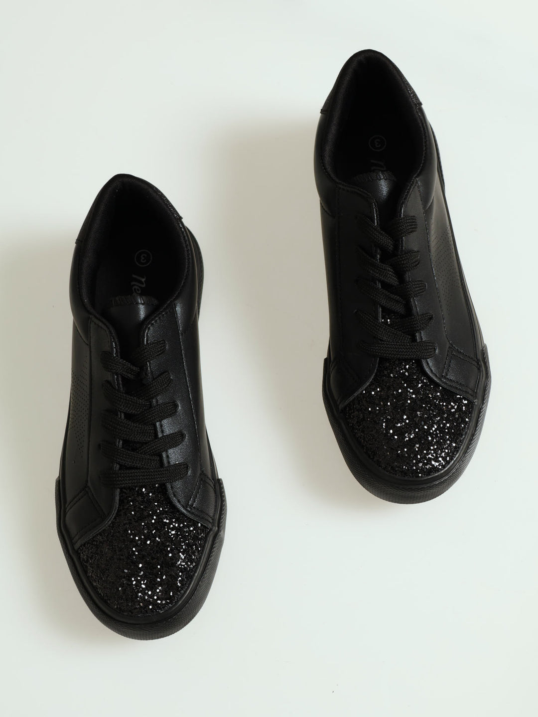 Girls Glitter Toe Sneaker - Black