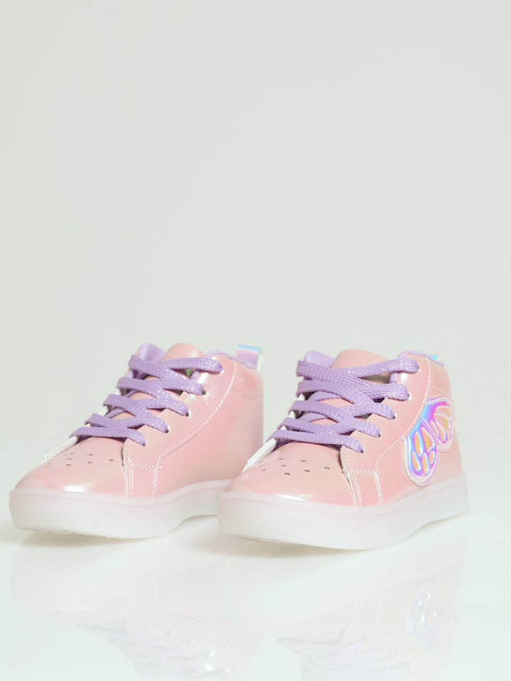 Girls Holo Wing Lightup Hitop Sneaker - Pink