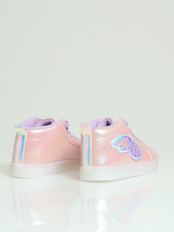 Girls Holo Wing Lightup Hitop Sneaker - Pink