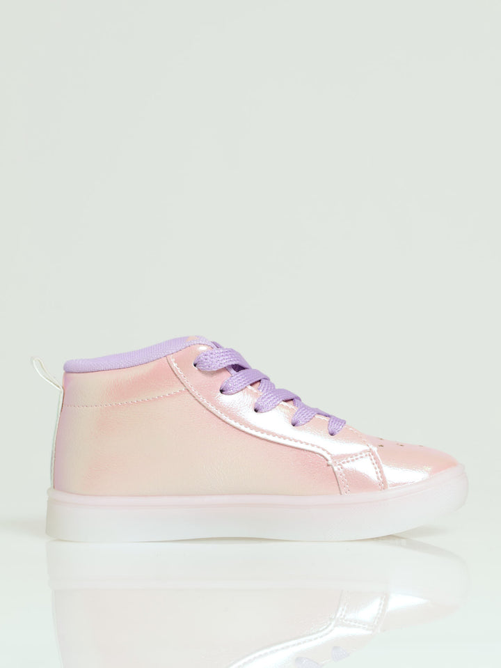 Girls Holo Wing Lightup Hitop Sneaker - Pink