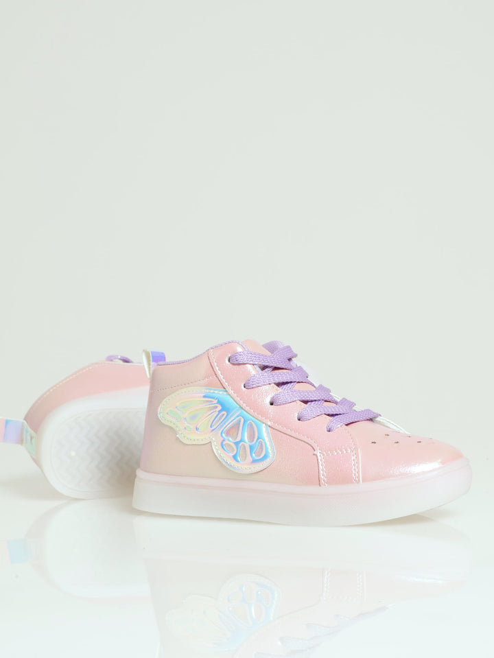 Girls Holo Wing Lightup Hitop Sneaker - Pink