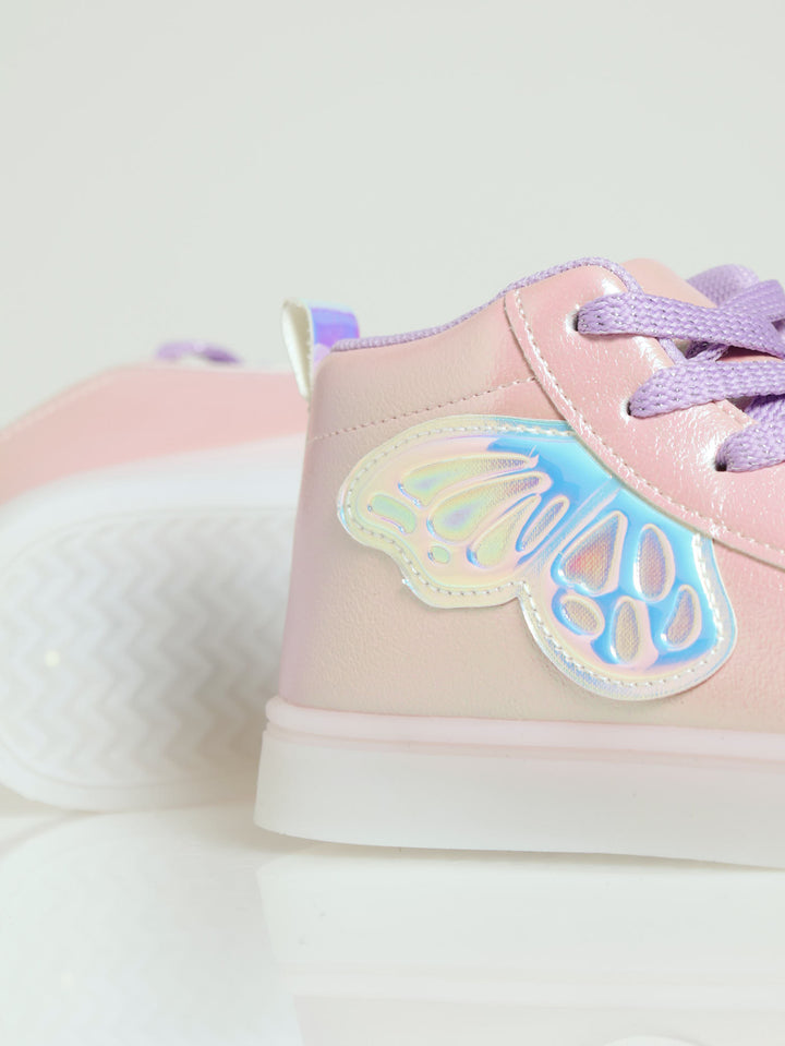 Girls Holo Wing Lightup Hitop Sneaker - Pink