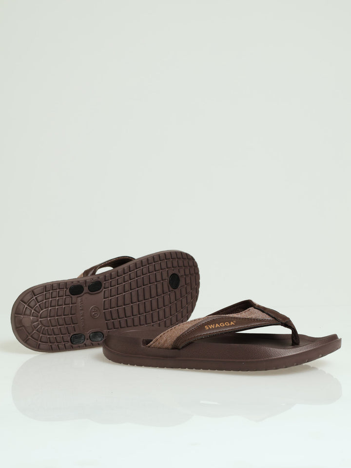 Wide Vamp 2 Tone Sandal - Brown