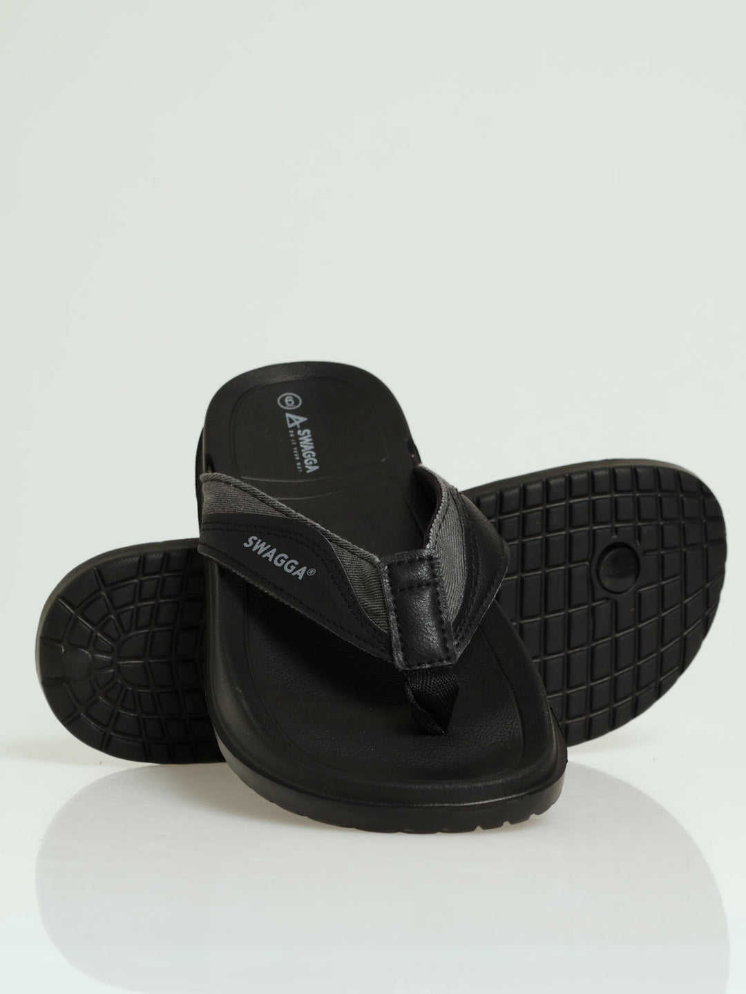 Wide Vamp 2 Tone Sandal - Black